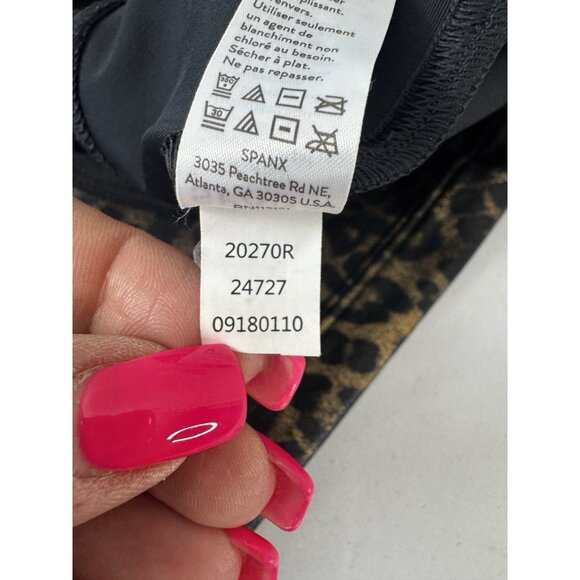 Spanx Leopard Print Metallic Leggings M Stretch High Rise Animal Sheen Mobwife - Picture 10 of 13